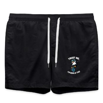 Cooler Pinguin auf Einrad mit Spruch - Badeshorts - Schwarz - Vorne - AI Model Male 185 light (185cm)