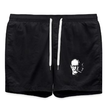 Sigmund Freud smoking cigar - Swim Trunks - black - Front - AI Model Male 185 light (185cm)