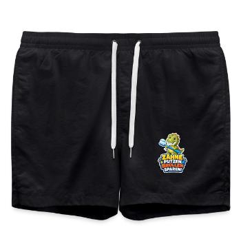 Dino Zähne putzen Brüllen sparen Spruch Kinder - Badeshorts - Schwarz - Vorne - AI Model Male 185 light (185cm)