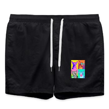Katzen Orientalisch Kurzhaar Katze - Badeshorts - Schwarz - Vorne - AI Model Male 185 light (185cm)