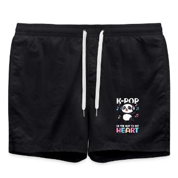 Kawaii K-Pop & Anime Aesthetic Design - Badeshorts - Schwarz - Vorne - AI Model Male 185 light (185cm)