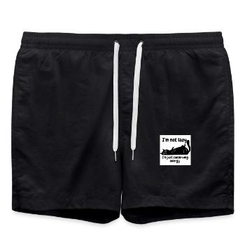 Energiespar-Katzen-Cartoon - Badeshorts - Schwarz - Vorne - AI Model Male 185 light (185cm)