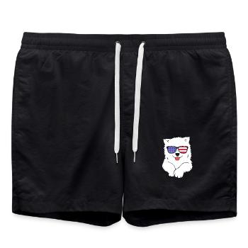 Samojede Hund Samoyed - Badeshorts - Schwarz - Vorne - AI Model Male 185 light (185cm)