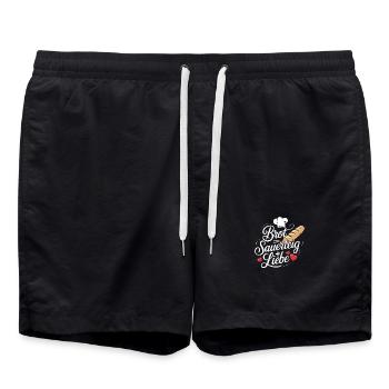 Backen ist Sauerteig und Liebe - Badeshorts - Schwarz - Vorne - AI Model Male 185 light (185cm)