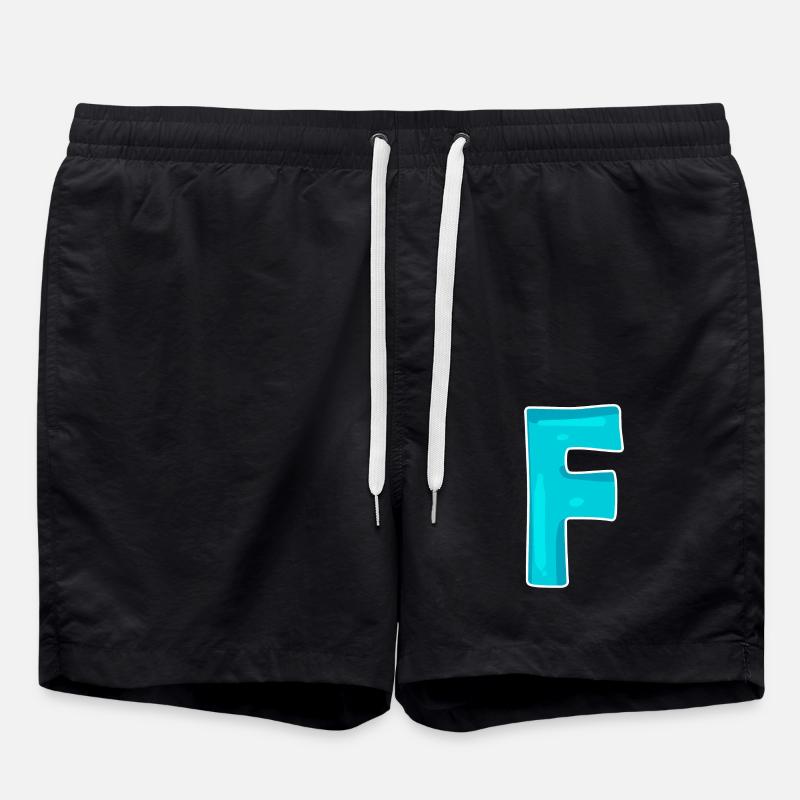 Name Letter F - Swim Trunks - black