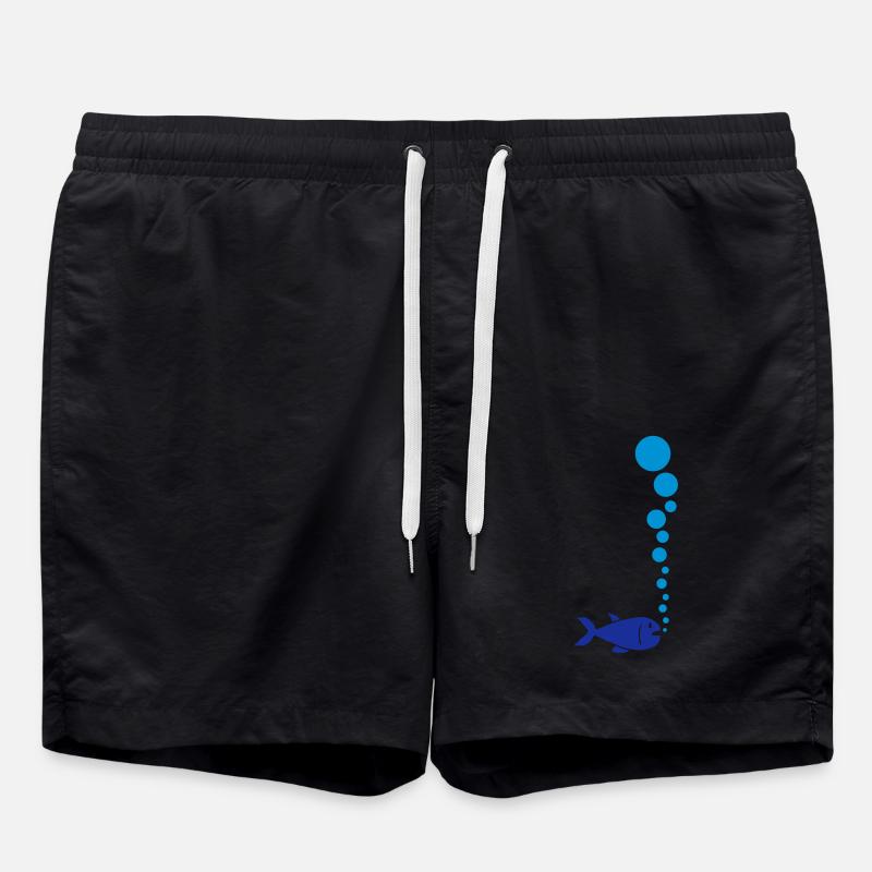Fish And Bubbles - Swim Trunks - black