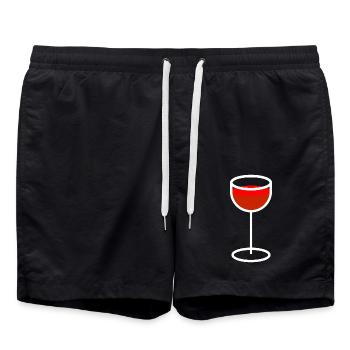 Weinglas mit Rotem Wein - Badeshorts - Schwarz - Vorne - AI Model Male 185 light (185cm)