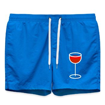 Wineglass with red wine - Swim Trunks - cobalt blue - Front