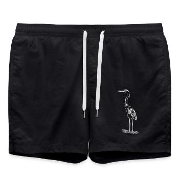 Elegant heron - Swim Trunks - black - Front - AI Model Male 185 light (185cm)
