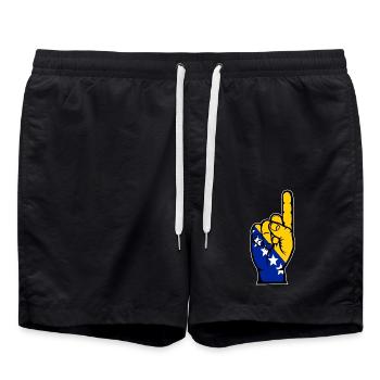Bosnia flag number 1 - Swim Trunks - black - Front - AI Model Male 185 light (185cm)