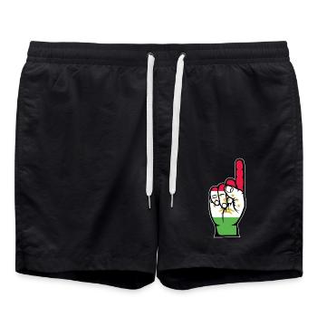 Tajikistan Flag Number 1 - Swim Trunks - black - Front - AI Model Male 185 light (185cm)