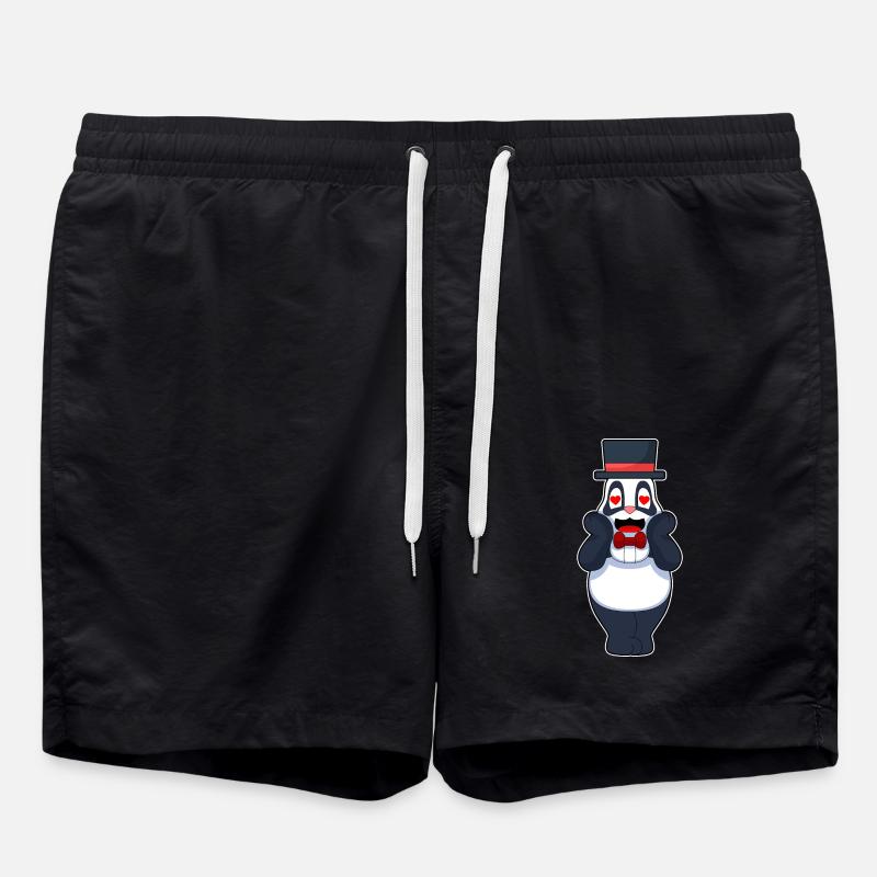 Panda Groom Heart Wedding - Swim Trunks - black