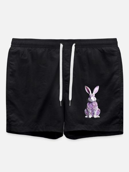 Bunny - Easter Bunny in Silhouette - Swim Trunks - black