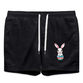 Lapin de Pâques Aquarelle de Pâques - Short de bain - noir - Devant - AI Model Male 185 light (185cm)