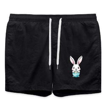 Lapin de Pâques Aquarelle de Pâques - Short de bain - noir - Devant - AI Model Male 185 light (185cm)