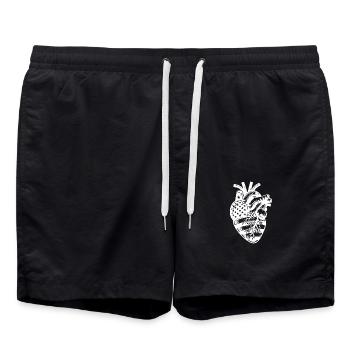 Patriotisches USA Nationalflaggen Herz - Badeshorts - Schwarz - Vorne - AI Model Male 185 light (185cm)