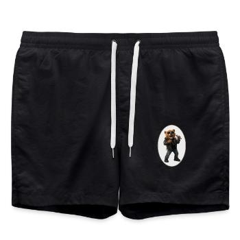 Rockmusik Bär - Badeshorts - Schwarz - Vorne - AI Model Male 185 light (185cm)