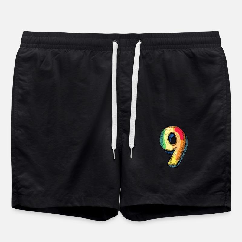 9 Number Comic - Swim Trunks - black