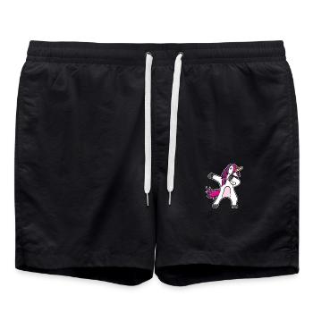 Unicorn Dabbing - Fantastically Funny Design - Swim Trunks - black - Front - AI Model Male 185 light (185cm)