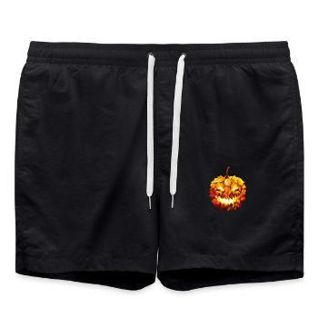 Glowing Halloween pumpkin in autumn foliage - Swim Trunks - black - Front - AI Model Male 185 light (185cm)