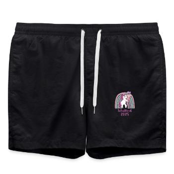 Schoolchild 2025 Unicorn with Sugar Cone Rainbow - Swim Trunks - black - Front - AI Model Male 185 light (185cm)
