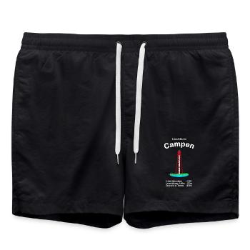 Leuchtturm Campen an der Ems Nordsee Handzeichnung - Badeshorts - Schwarz - Vorne - AI Model Male 185 light (185cm)