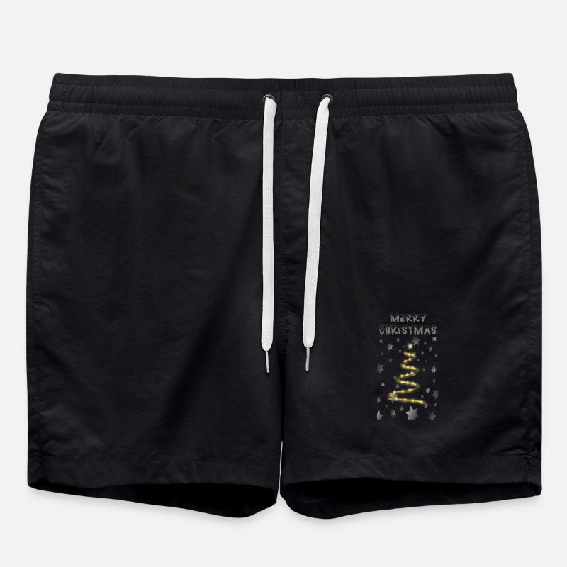 Golden Christmas Tree - Swim Trunks - black
