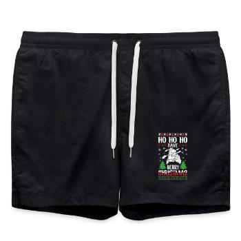 Festive Christmas pony with berry motif - Swim Trunks - black - Front - AI Model Male 185 light (185cm)