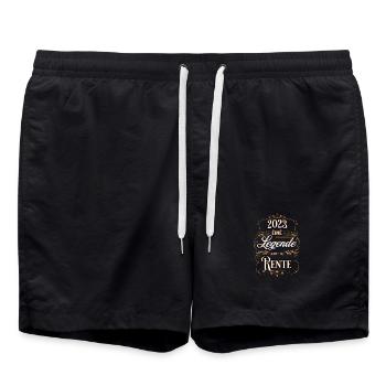 Rente 2023 Eine Legende geht in Rente - Badeshorts - Schwarz - Vorne - AI Model Male 185 light (185cm)