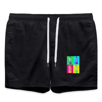 Cabine téléphonique Pop Art multicolore - Short de bain - noir - Devant - AI Model Male 185 light (185cm)