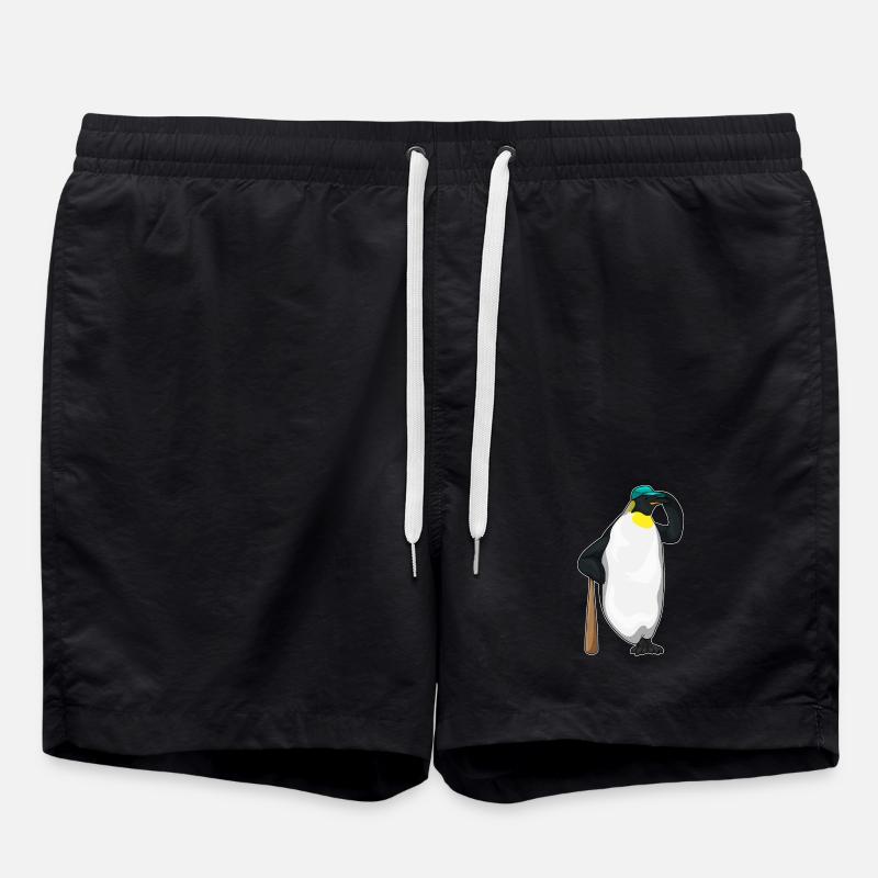Penguin Baseball Baseball Bats - Swim Trunks - black