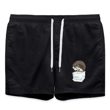 Igel Sekretärin Papierstapel Büro - Badeshorts - Schwarz - Vorne - AI Model Male 185 light (185cm)