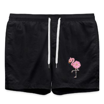 Fleur de flamant rose - Short de bain - noir - Devant - AI Model Male 185 light (185cm)