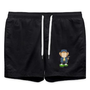 Affe Rentner Gehstock - Badeshorts - Schwarz - Vorne - AI Model Male 185 light (185cm)