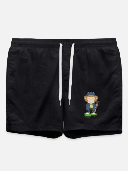Monkey Pensioner Walking Stick - Swim Trunks - black