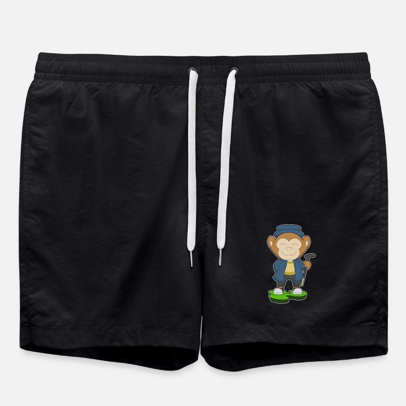 Monkey Pensioner Walking Stick - Swim Trunks - black