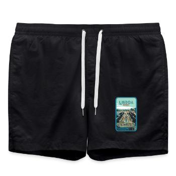 Illustration Place de Rossio, Lisbonne - Short de bain - noir - Devant - AI Model Male 185 light (185cm)