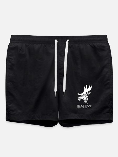 White Elk Animal Totem - Swim Trunks - black