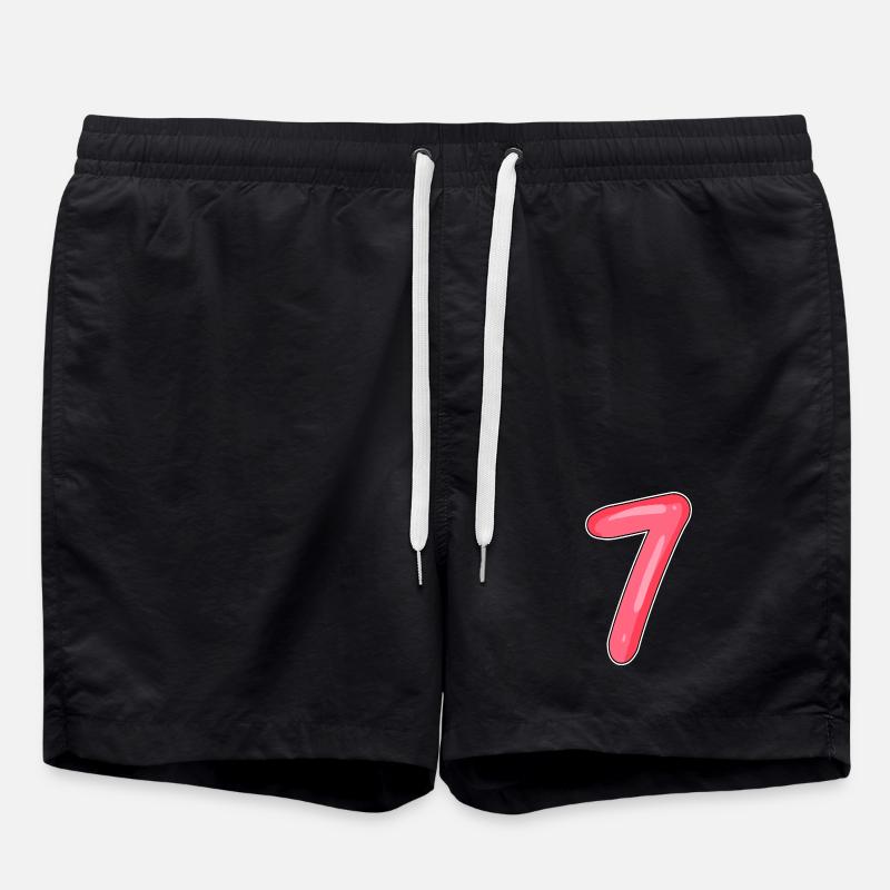 Number Seven - Number 7 Number - Swim Trunks - black