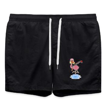 Flamingo Angler Fisch Angeln - Badeshorts - Schwarz - Vorne - AI Model Male 185 light (185cm)