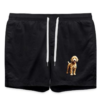 Goldendoodle Golden Doodle Dog Geometric - Swim Trunks - black - Front - AI Model Male 185 light (185cm)