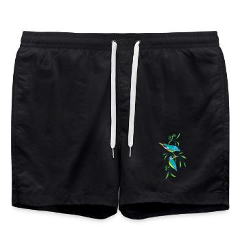 Birds and nature - Swim Trunks - black - Front - AI Model Male 185 light (185cm)