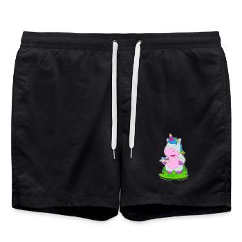 Einhorn Kuchen - Badeshorts - Schwarz - Vorne - AI Model Male 185 light (185cm)