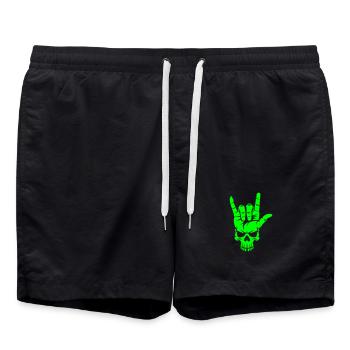 Rock 'n' Roll Crâne Geste de la main - Short de bain - noir - Devant - AI Model Male 185 light (185cm)