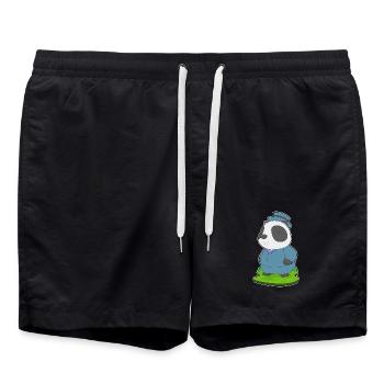Panda Bräutigam Anzug Hochzeit - Badeshorts - Schwarz - Vorne - AI Model Male 185 light (185cm)