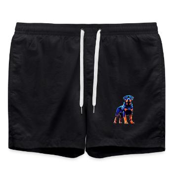 Ausdrucksstarker Rottweiler Survival-Design - Badeshorts - Schwarz - Vorne - AI Model Male 185 light (185cm)