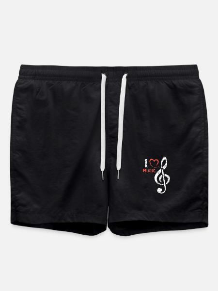 Notenschlüssel Herz Music - Musiker und Bands - Badeshorts - Schwarz