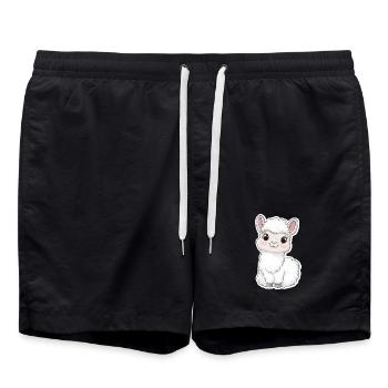 Llama Alpaca Llama Animal Gift - Swim Trunks - black - Front - AI Model Male 185 light (185cm)