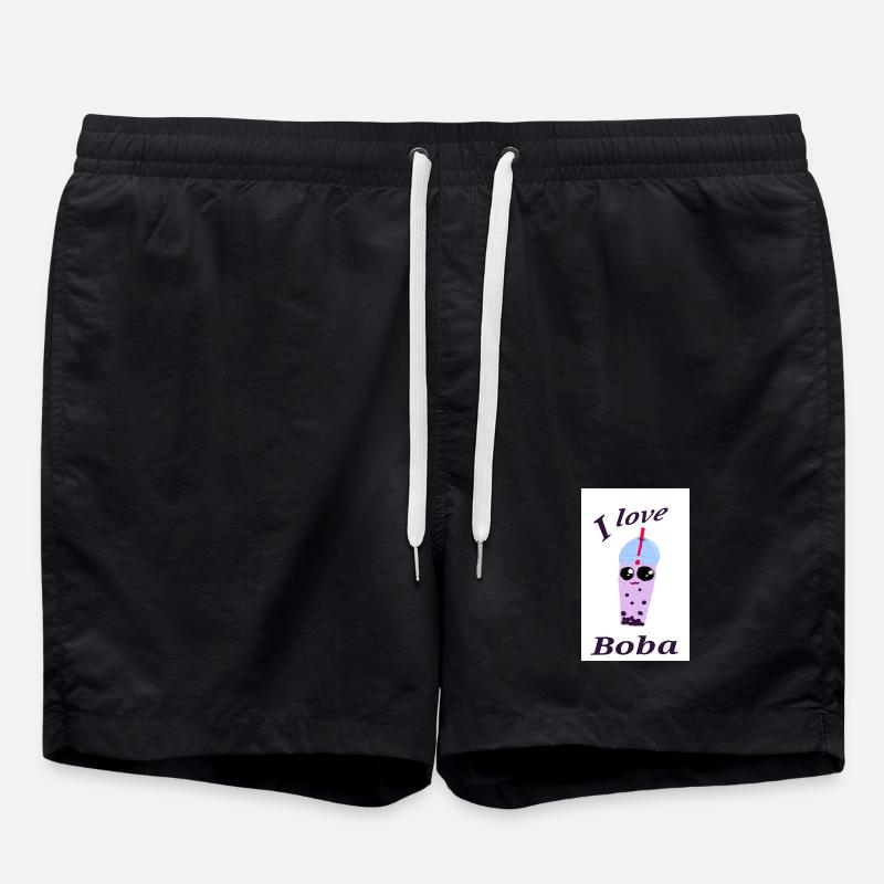 Funny Bubble Tea Illustration - Swim Trunks - black
