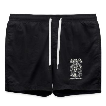 I'm going to pray for you, just ask me Jesus - Swim Trunks - black - Front - AI Model Male 185 light (185cm)
